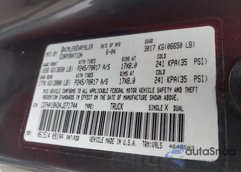 2004 Dodge Ram 1500 Slt/Laramie z USA, uszkodzony, nr VIN 1D7HA18N34J271744